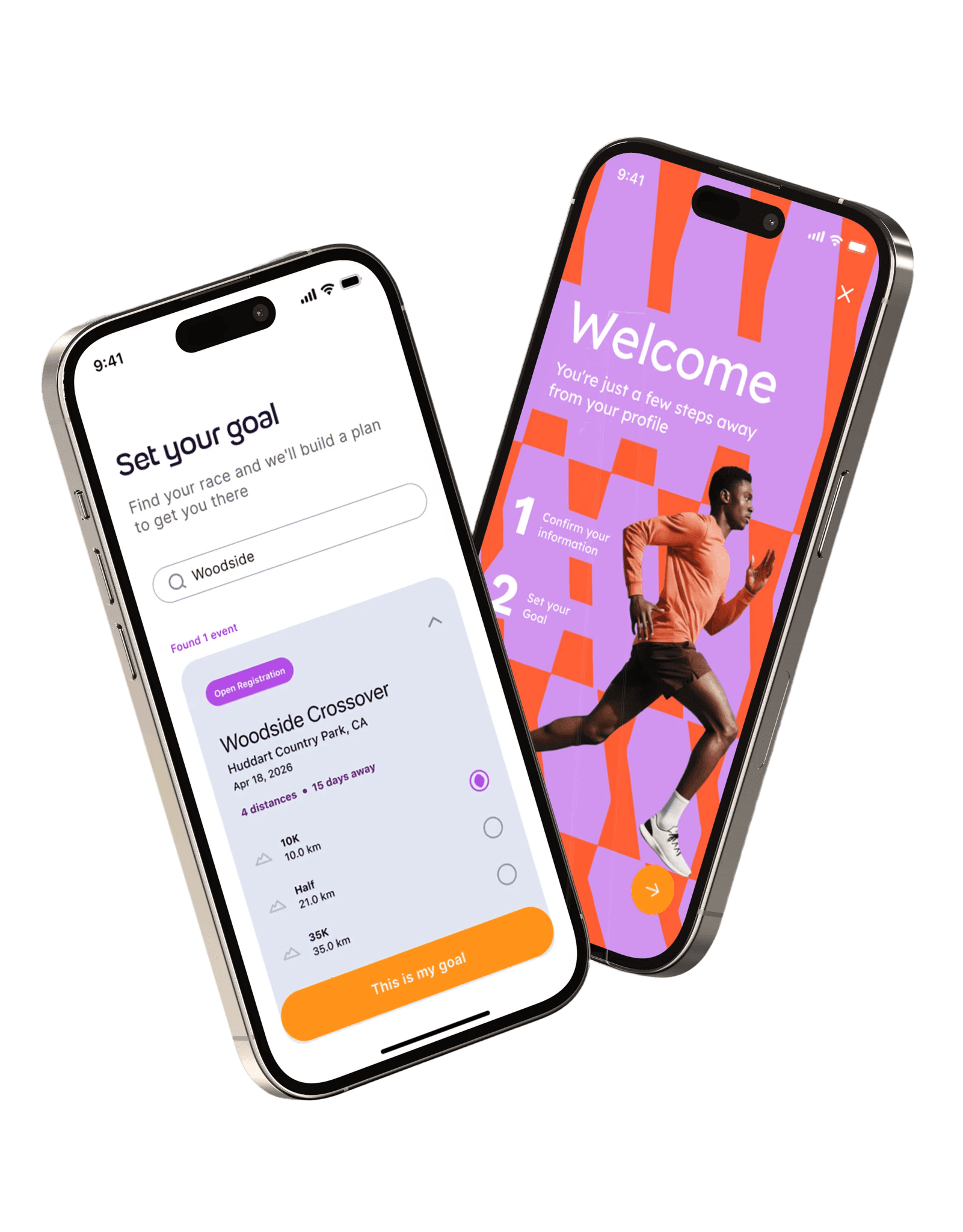 The Imperfect app showing goal setup and onboarding screens